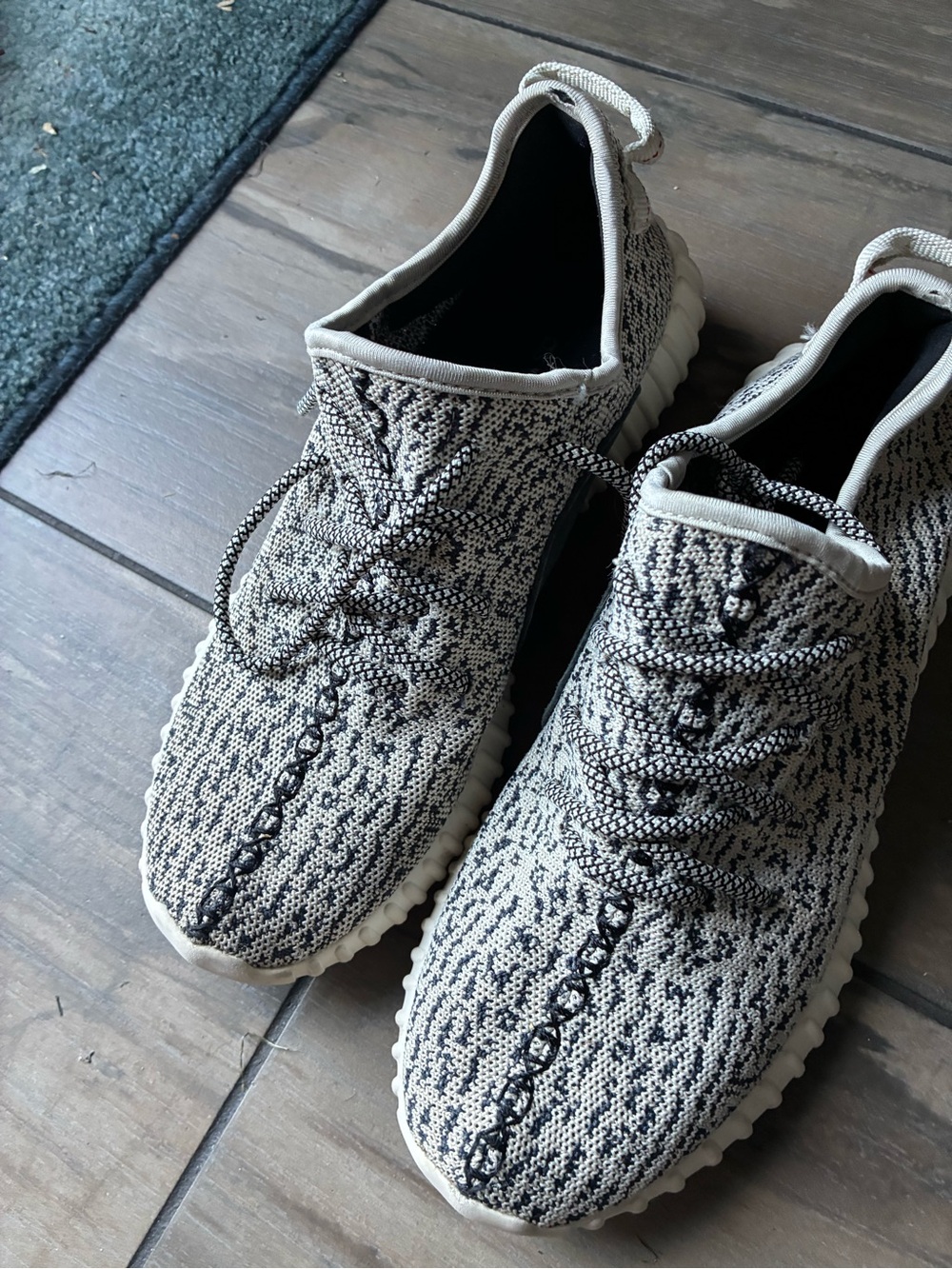 adidas Yeezy Knit Runner Sneakers in Cream and Black